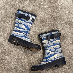 Joules Blue Shark Pattern Kids Rain Boots